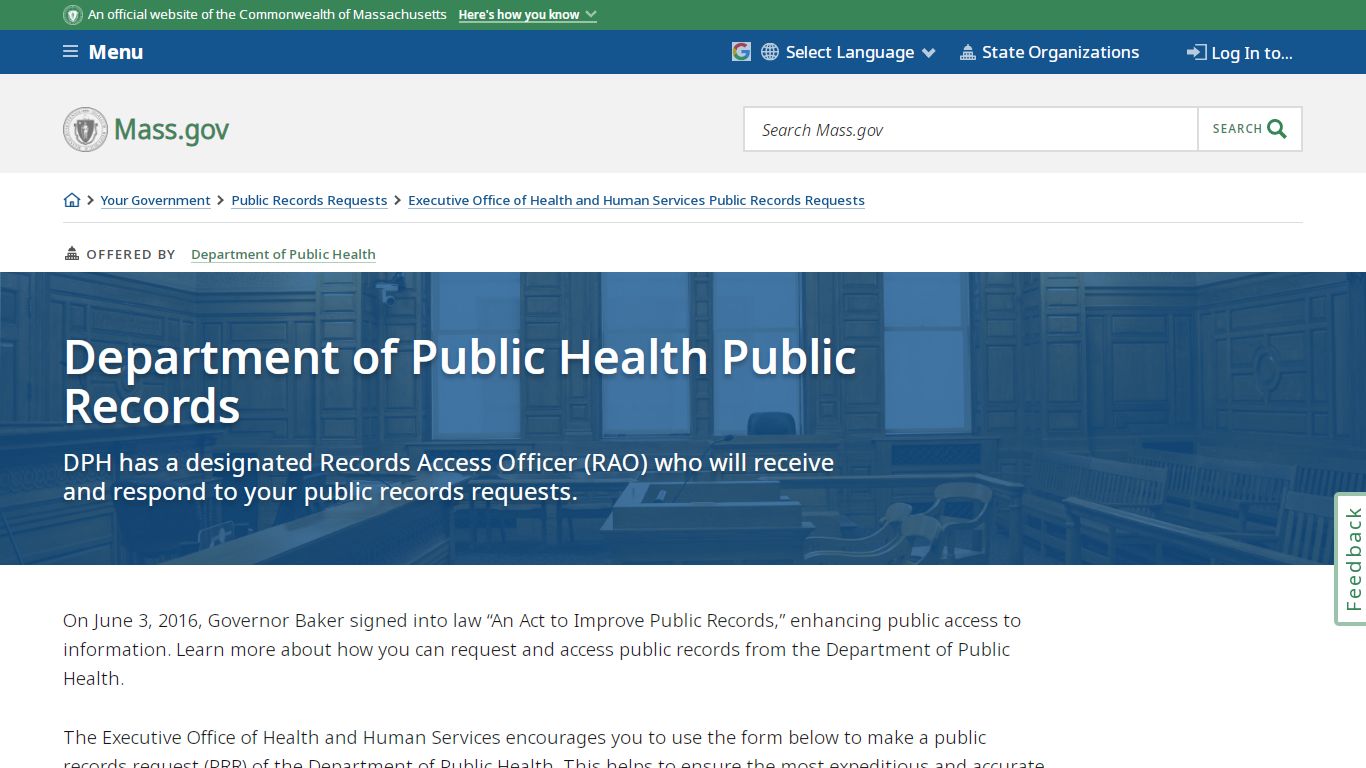 Department of Public Health Public Records | Mass.gov