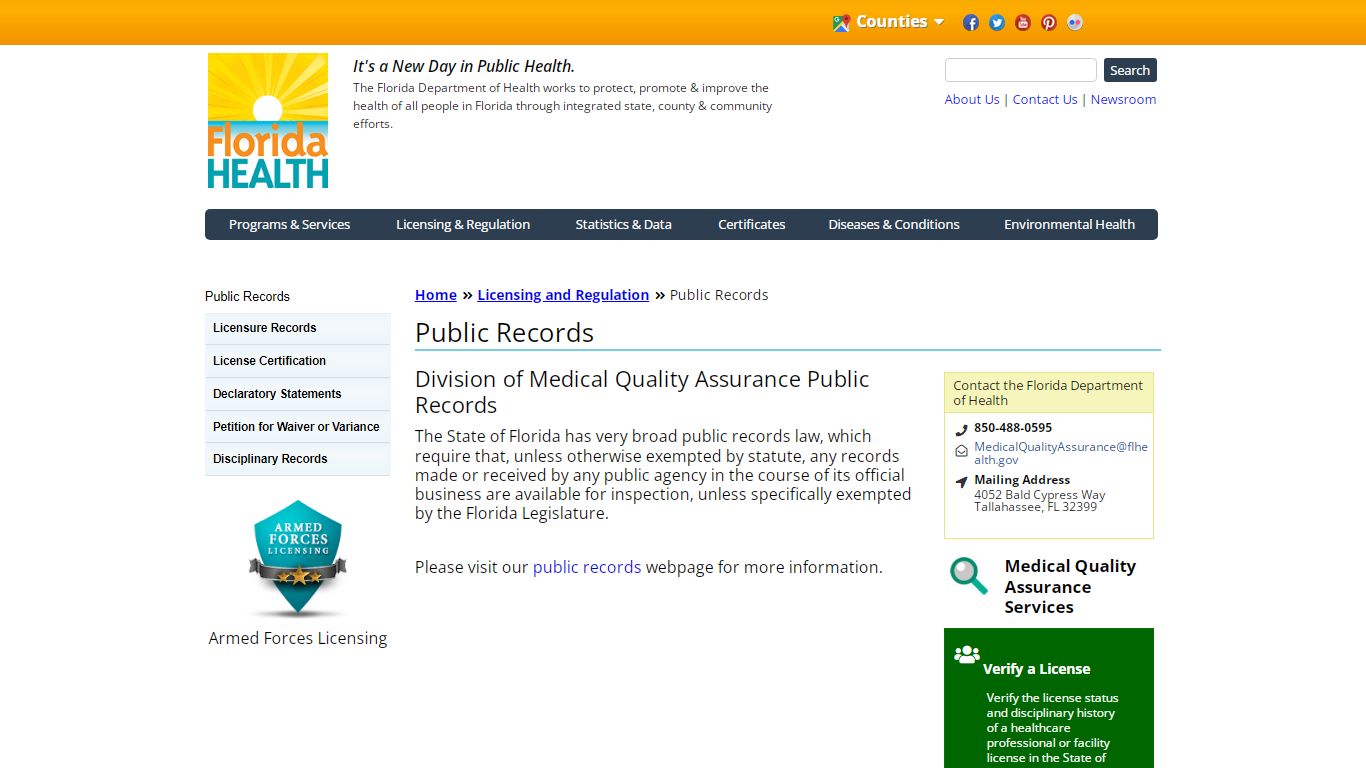 Public Records | Florida Department of Health