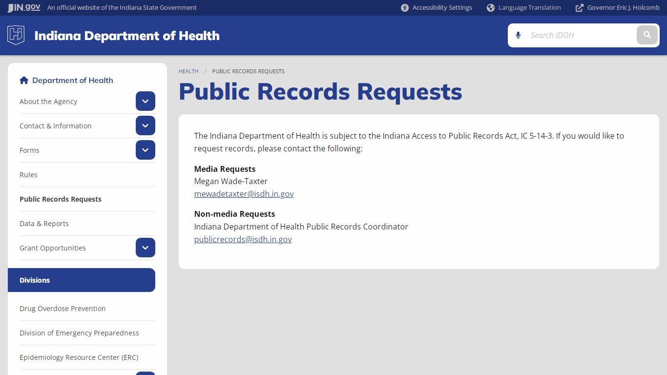 Health: Public Records Requests