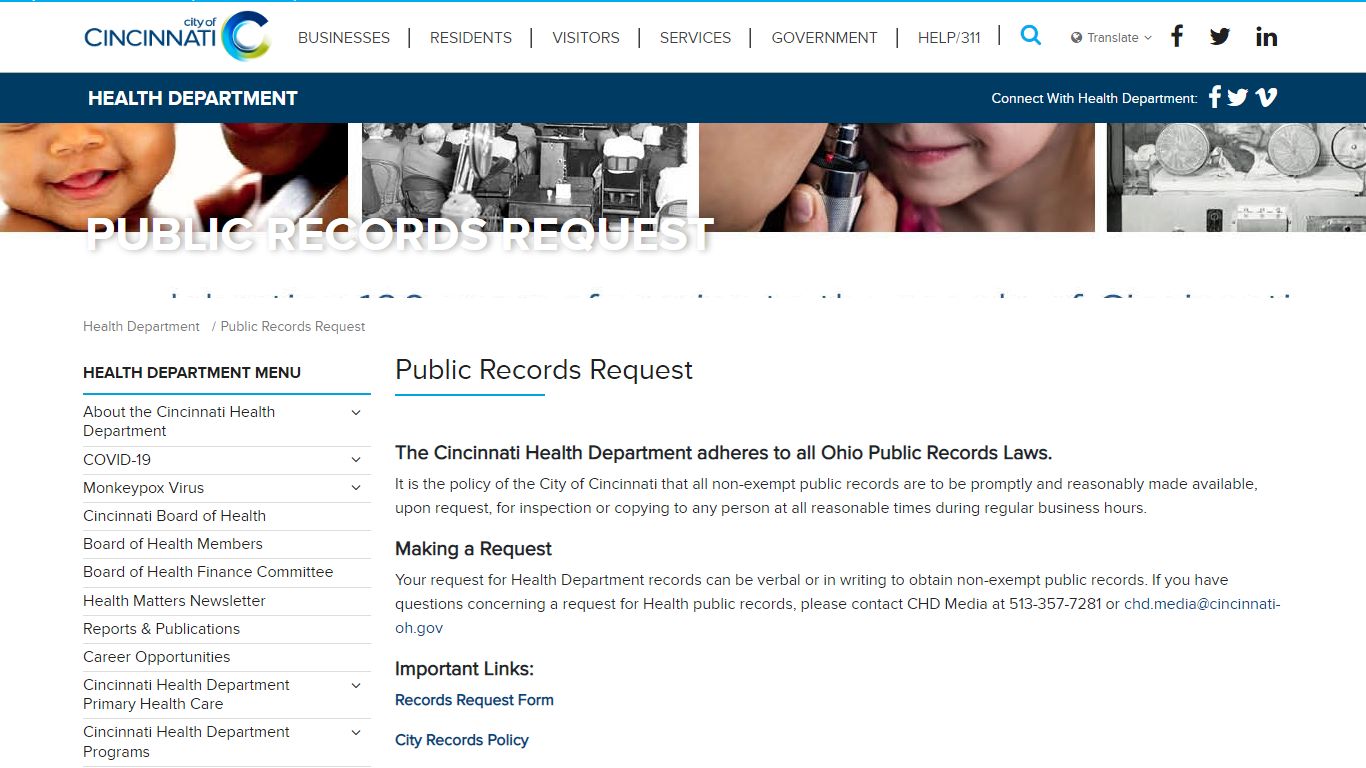 Public Records Request - Health - Cincinnati