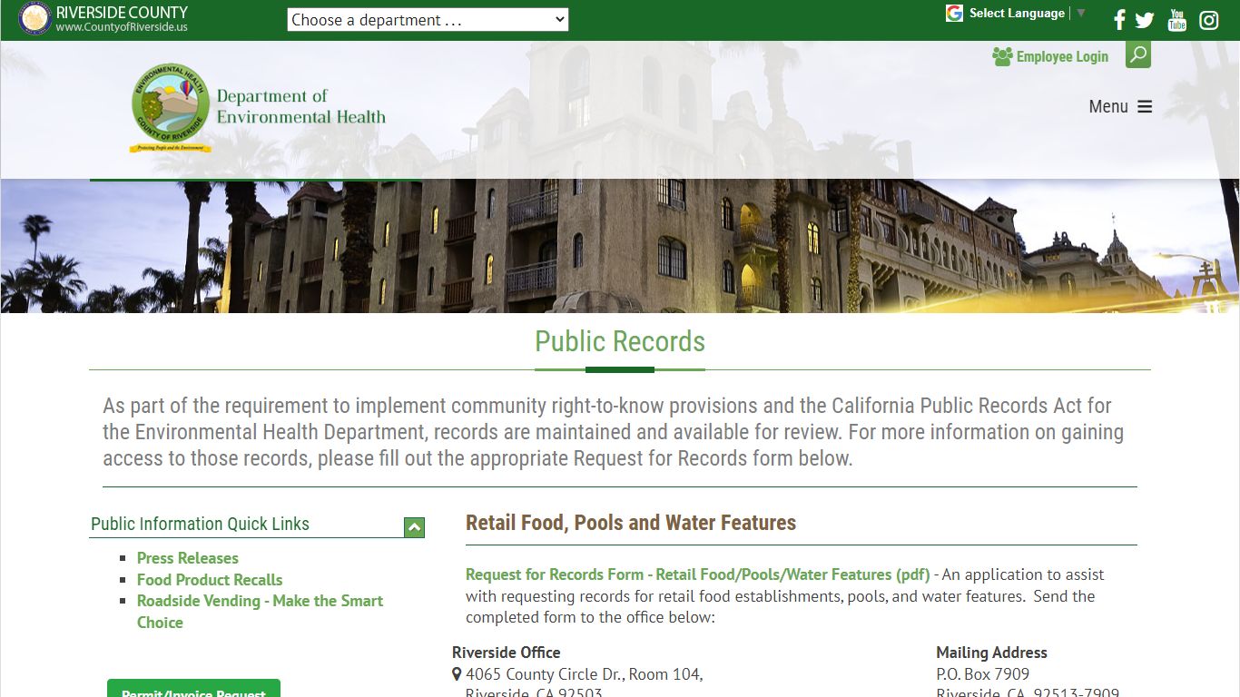 Public Records - Riverside County DEH